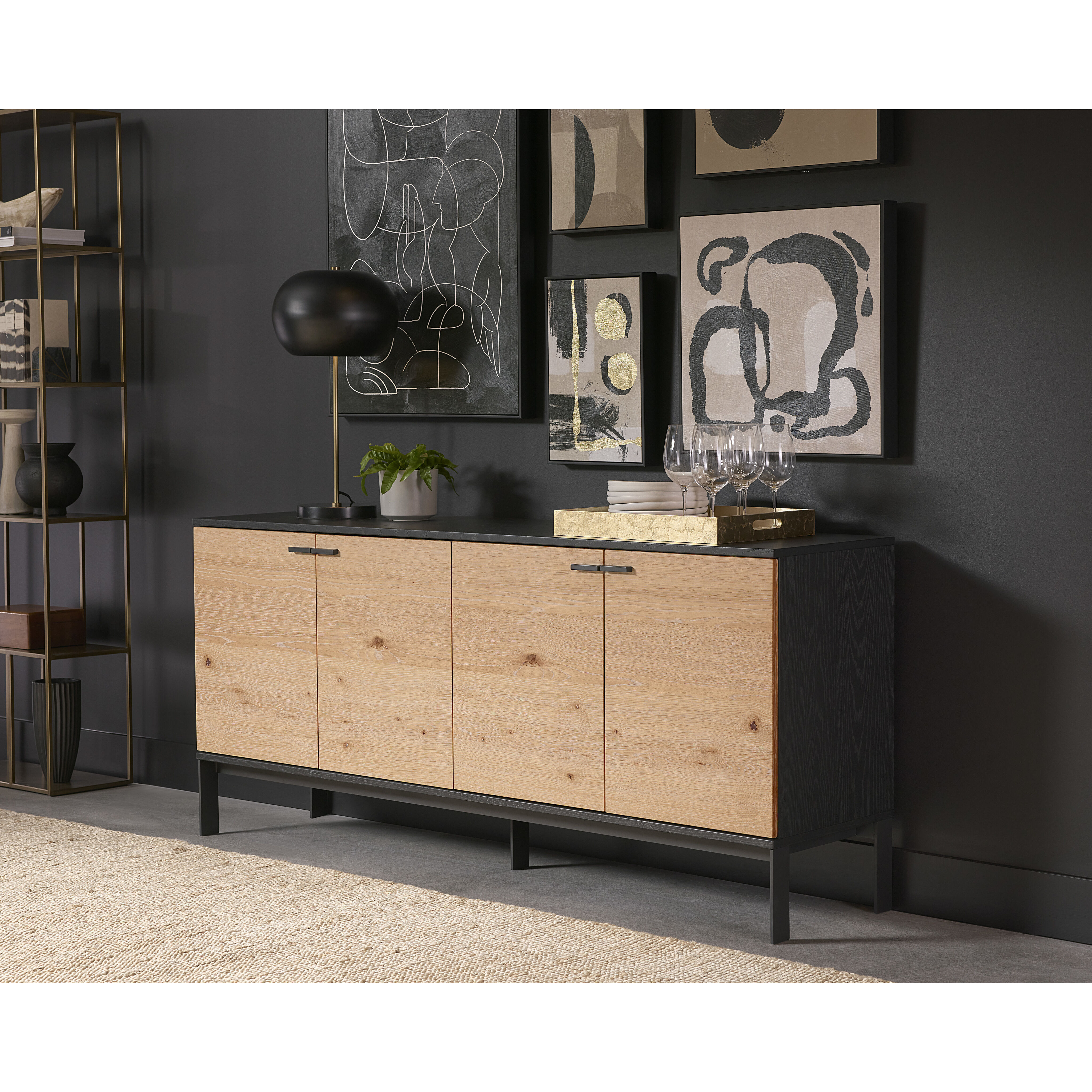 Rosso 71 X 18 inch Black / Brown / Matte Black Sideboard, Large